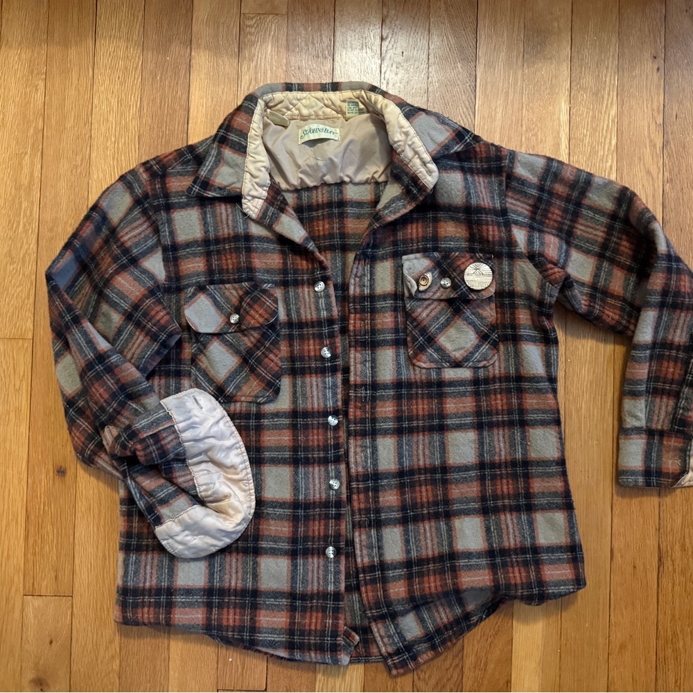 Vintage St John’s Bay wool plaid button down shirt jacket